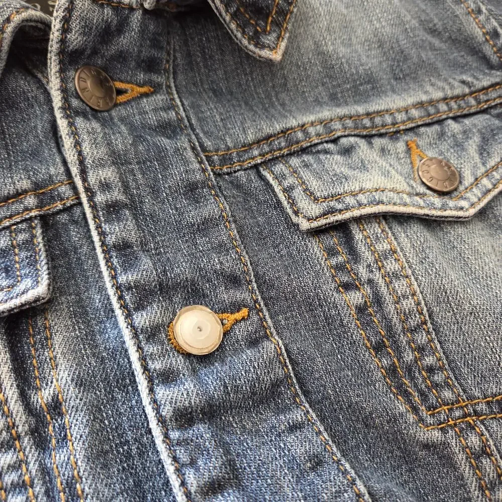 Indigo Star Denim & Dry Goods American Vintage KIDS Jean Jacket Knit Hood✨️10/12 - Picture 9 of 11